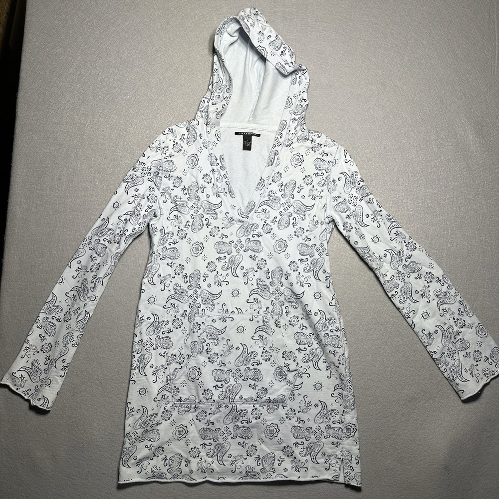 Lucky Brand Paisley Print Hooded Tunic sz Small